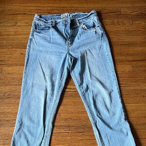 Daze Women’s Boyfriend Jeans High Rise Size 27 Light Blue Distressed Fringe